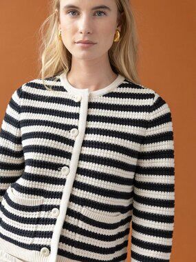 Lilla P Striped Jackie Cardigan